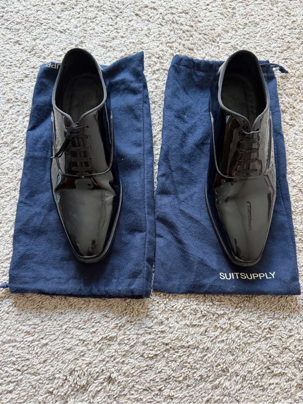SUITSUPPLY Black Tuxedo Oxford Shoes Patent Leather Size 9.5 US / EU 42.5 - Picture 3 of 8